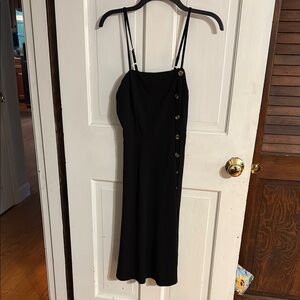 Black Sleeveless Spaghetti Strap Midi Dress